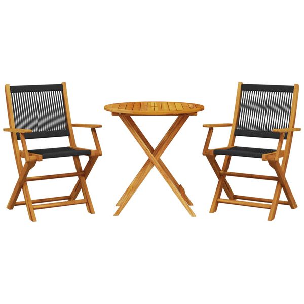 vidaXL Bistro Set Black Solid Acacia wood, Polypropylene Compact