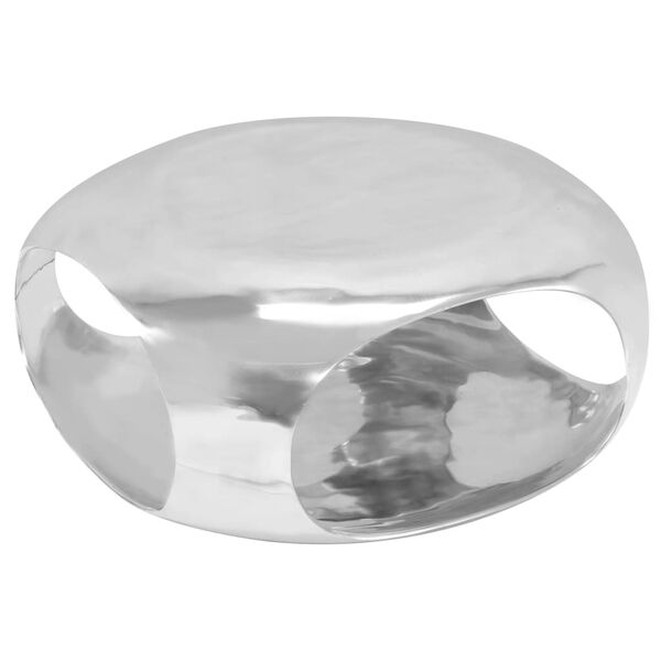 vidaXL Coffee Table Silver Cast Aluminum 27.6x27.6x12.6 in Round