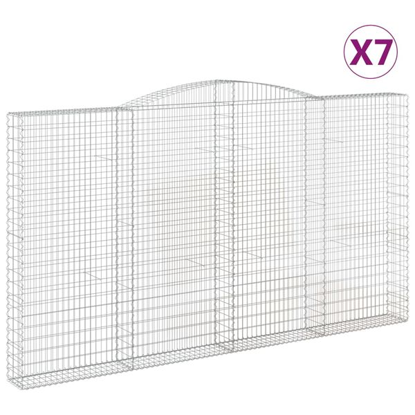 vidaXL Gabion Basket Set of 7 Silver Galvanized iron Extra Large