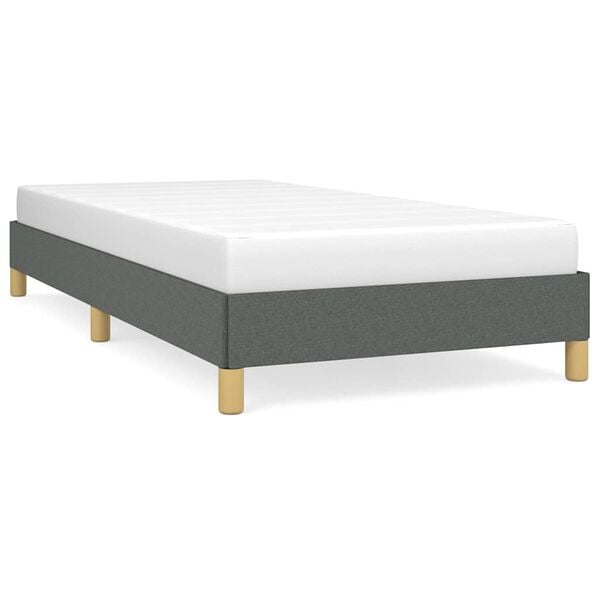 vidaXL Bed Frame Dark Grey Polyester, Plywood, Engineered Wood Twin XL