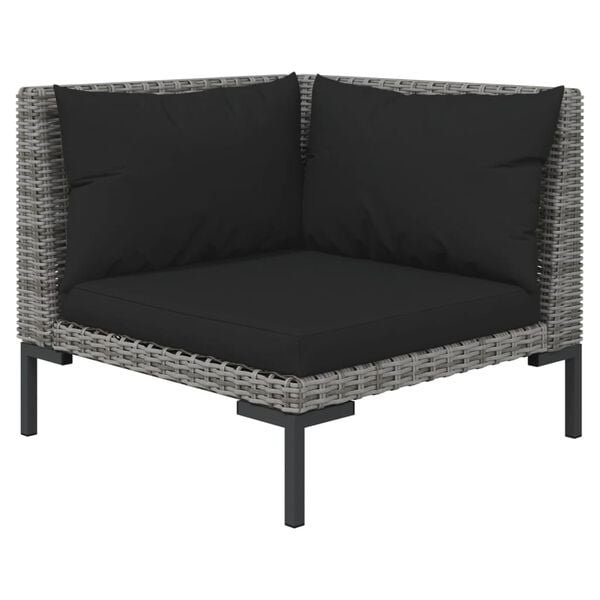 vidaXL Garden Lounge Set Dark grey with black cushions