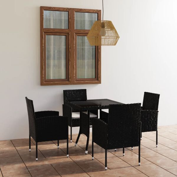 vidaXL Garden Dining Set Black, Cream White