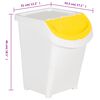 vidaXL Stackable Waste Bins with Lids 3 pcs White PP 31.7 gal