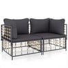 vidaXL Corner Sofa Anthracite Poly rattan Medium Modular Corner Sofa