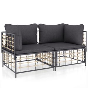 vidaXL Corner Sofa Anthracite Poly rattan Medium Modular Corner Sofa