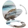 vidaXL WC Toilet Seats 2 pcs with Soft Close Lids MDF Muschel Design (2x143924)