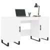 vidaXL Desk White Engineered wood, Iron 55.1 in long Desk Rectangular