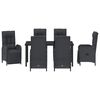 vidaXL Garden Dining Set with Cushion 7 pcs Black Poly Rattan