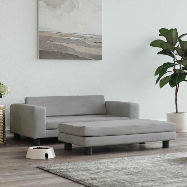 vidaXL Dog Bed Light Grey Velvet Extra Large Sleeping Area Durable