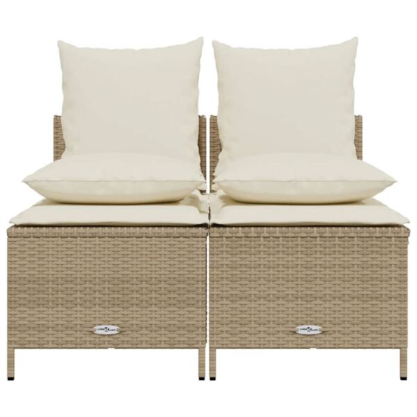 vidaXL Garden Sofa Set Beige PE Rattan, Powder-Coated Steel, 100% Polyester