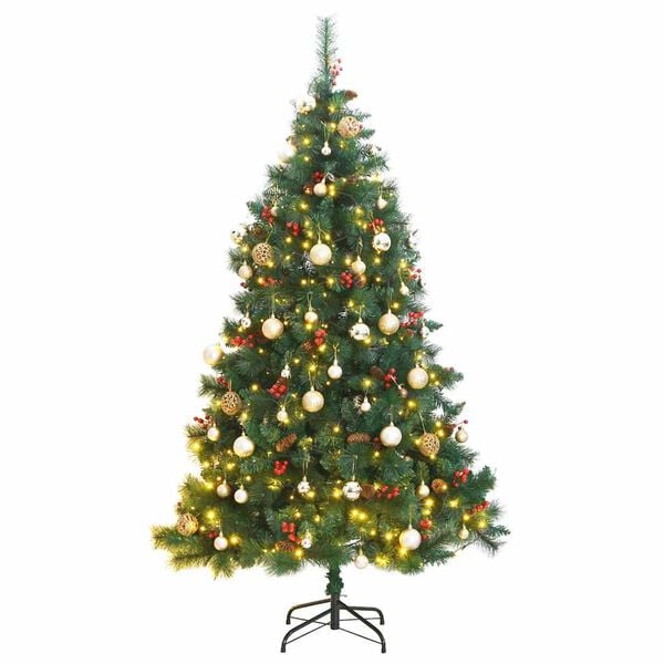 vidaXL Artificial Hinged Christmas Tree 300 LEDs & Ball Set 82.7"