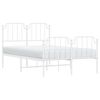 vidaXL Bed Frame White Powder-Coated Steel Full Bed Frame Rectangular