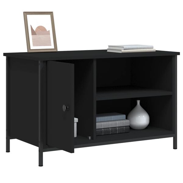vidaXL TV Cabinet Black Engineered wood, Iron Standard TV Cabinet