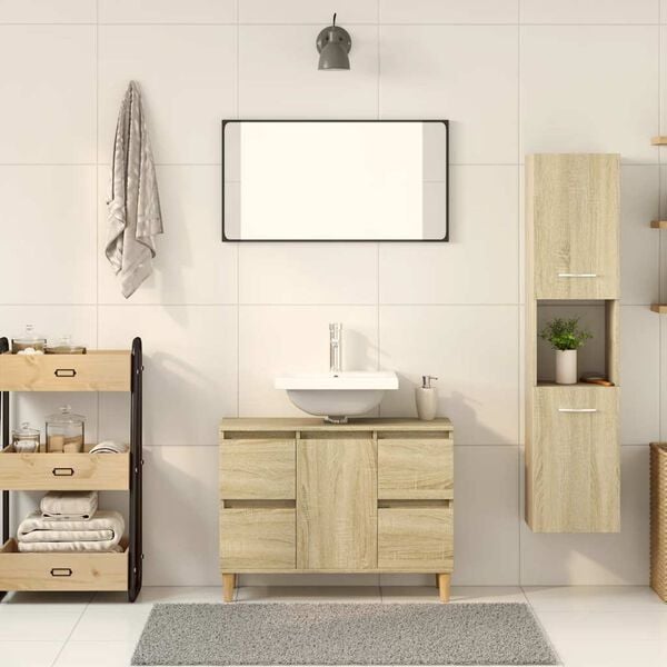 vidaXL Bathroom Cabinet Sonoma Oak Engineered wood Compact Modern