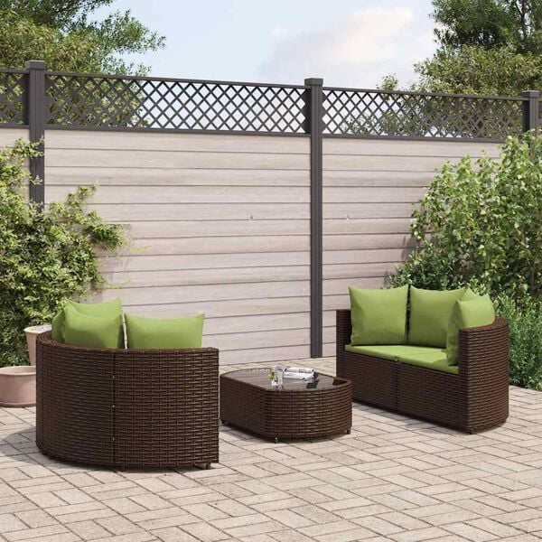 vidaXL Patio Sofa Set Set of 5 Brown, Green