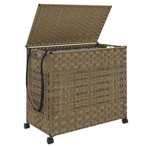 vidaXL Laundry Basket with Wheels 26.0x13.8x23.6" Rattan