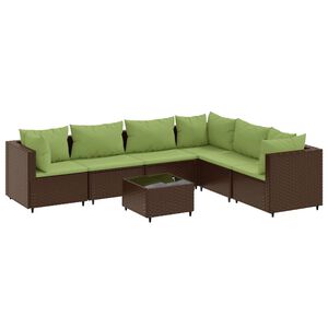 vidaXL Patio Lounge Set Brown PE rattan Large Patio Lounge Set