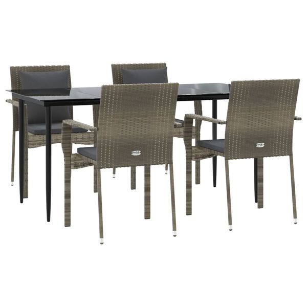 vidaXL Garden Dining Set Black and Gray