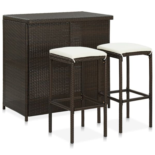 vidaXL Bar Set Brown PE rattan, steel Large Bar Set Rectangular