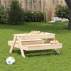 vidaXL Picnic Table Natural Solid pine wood Medium