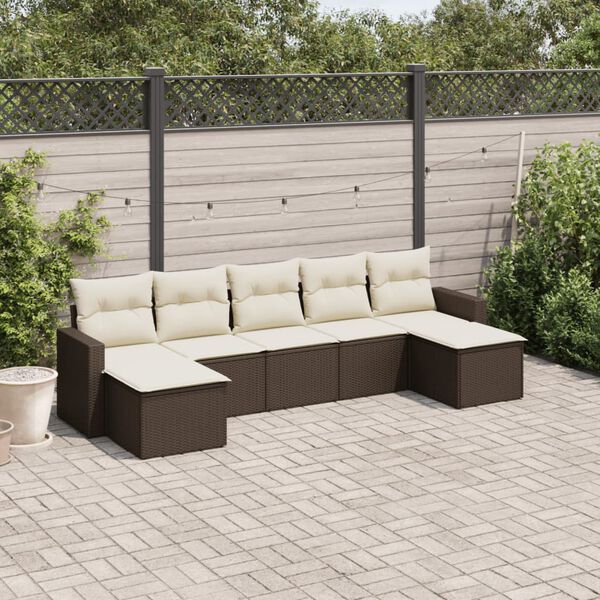 vidaXL Garden Sofa Set Brown PE rattan, powder-coated steel, polyester