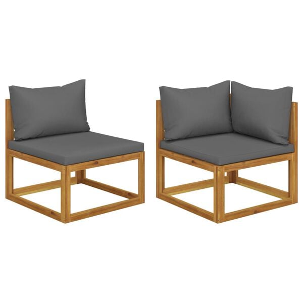 vidaXL Sofa Set Set of 2 Natural Wood Solid Acacia Wood Medium Modular