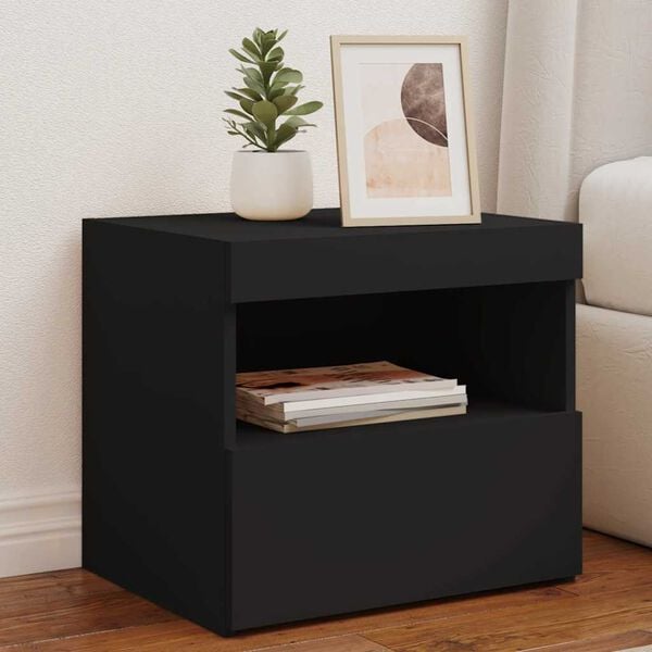vidaXL Bedside Cabinet Set of 2 Black Engineered wood Medium