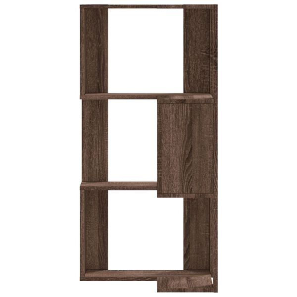 vidaXL Corner Bookcase 3-Tier Brown Oak 19.7x19.7x40.2" Engineered Wood