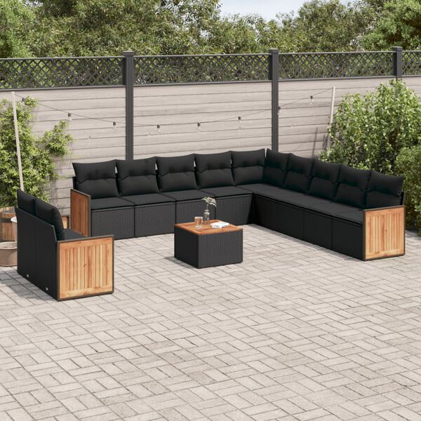 vidaXL Garden Sofa Set Black Poly Rattan Large Modular Garden Sofa Set