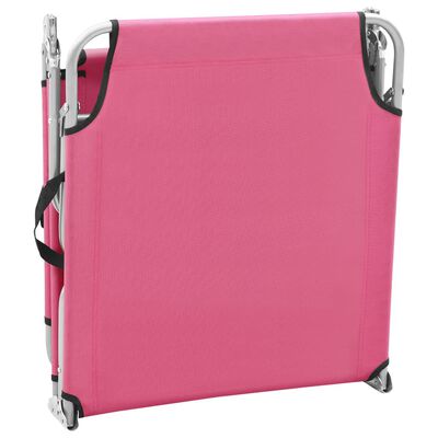 vidaXL Folding Sun Lounger Steel and Fabric Pink