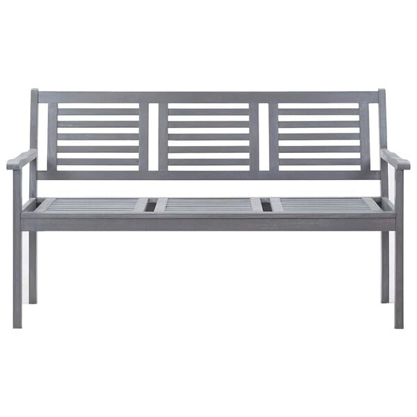 vidaXL Bench Grey Solid eucalyptus wood 3-seater Ergonomic