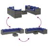 vidaXL Patio Lounge Set Gray, Dark Blue