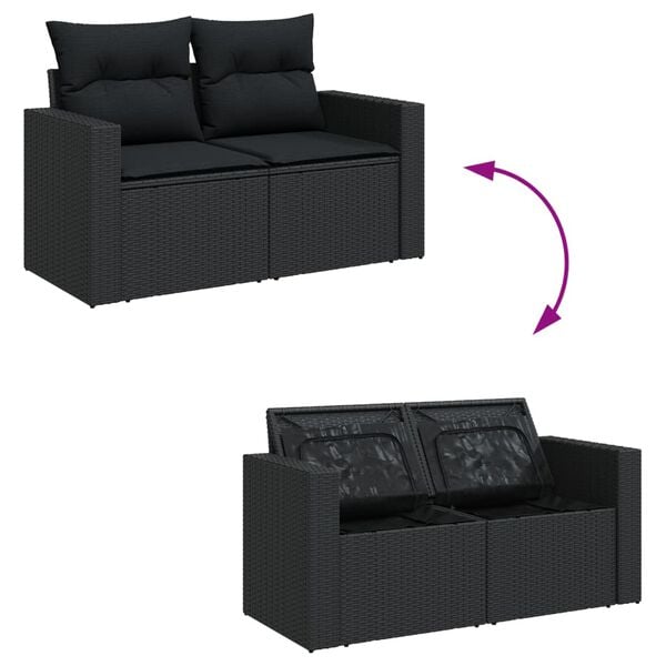vidaXL Garden Sofa Set Black PE rattan Large Garden Sofa Set