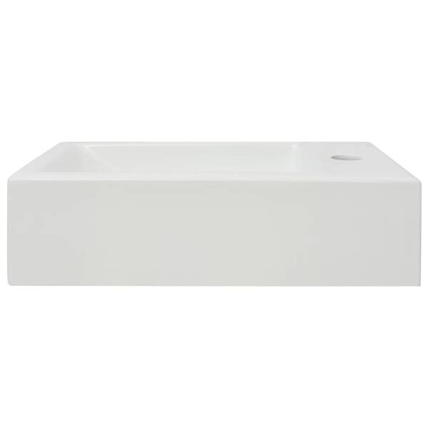 vidaXL Basin with Faucet Hole Rectangular Ceramic White 18.1"x10"x4.7"