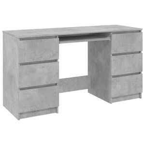 vidaXL Writing Desk Concrete Grey Engineered Wood Medium Writing Desk