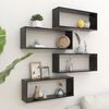 vidaXL Wall Shelf Set of 4 Black Engineered Wood 23.6 x 5.9 x 9.1 in