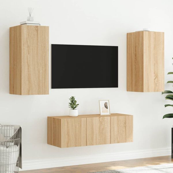 vidaXL TV Wall Unit Sonoma Oak Engineered Wood Medium TV Wall Unit