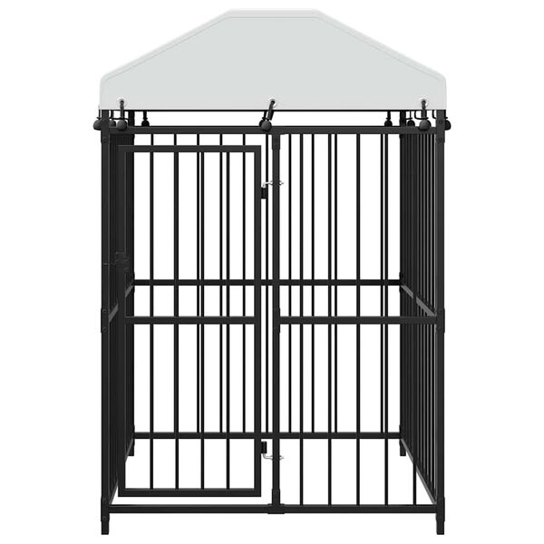 vidaXL Dog Kennel Black Steel, fabric (100% polyethylene)