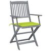 vidaXL Folding Patio Chairs 2 pcs with Cushions Solid Acacia Wood