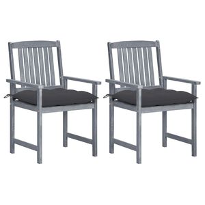 vidaXL Garden Chair Set of 2 Grey Solid Acacia wood Medium Tough