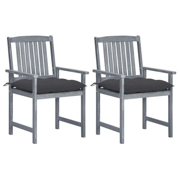 vidaXL Garden Chair Set of 2 Grey Solid Acacia wood Medium Tough