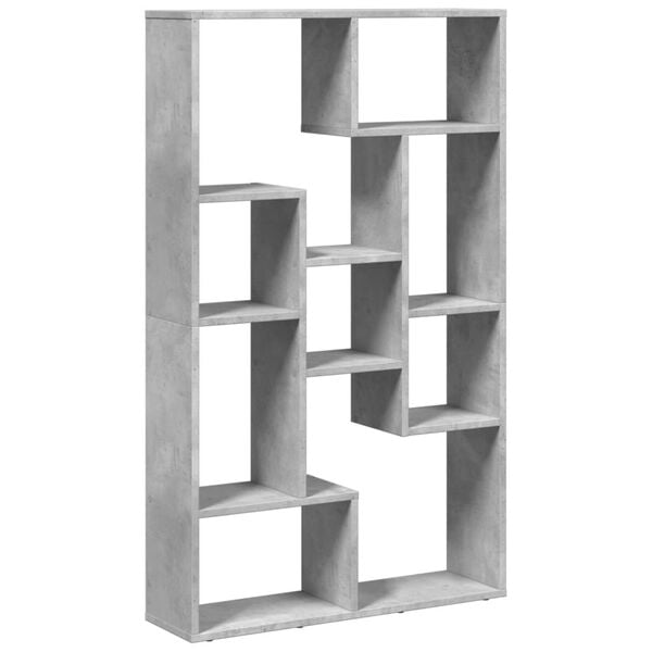 vidaXL Bookcase Concrete Grey Engineered Wood 28.3 x 7.9 x 47.2 in