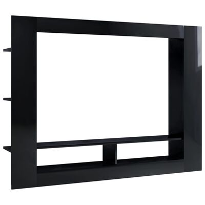 vidaXL TV Cabinet High Gloss Black 59.8"x8.7"x44.5" Chipboard