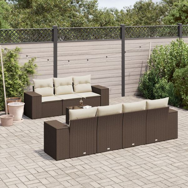 vidaXL Garden Sofa Set Brown, Cream White