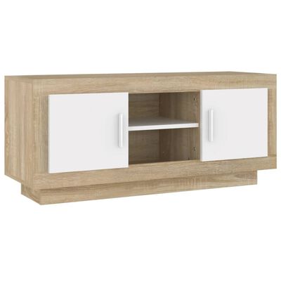 vidaXL TV Cabinet White and Sonoma Oak 40.2"x13.8"x17.7" Engineered Wood