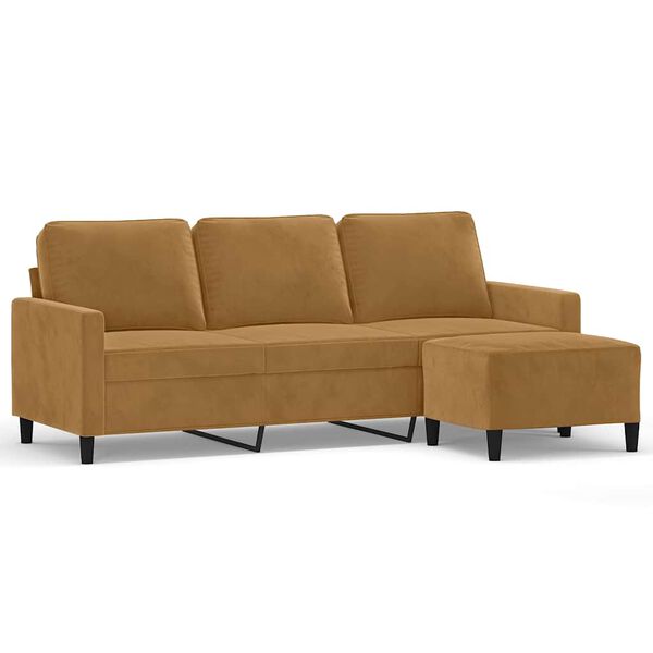 vidaXL 3-seater Sofa With Footstool Brown