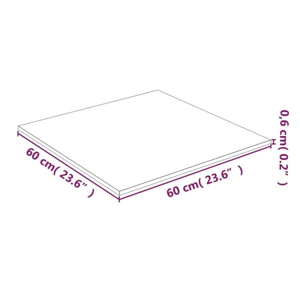 vidaXL Table Top Transparent Tempered Glass 24 x 24 in Durable