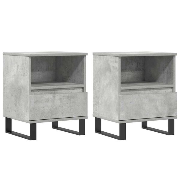 vidaXL Nightstand Set of 2 Concrete Grey Engineered Wood, Metal