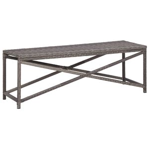 vidaXL Bench Grey PE Rattan, Powder-Coated Steel 47.2 in Tough Bench