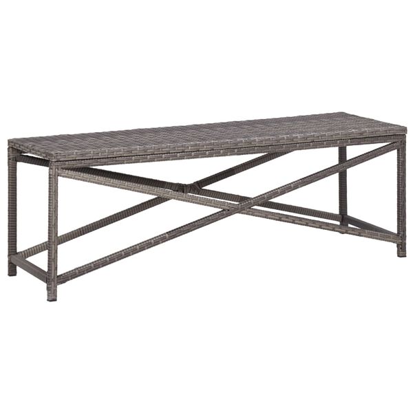 vidaXL Bench Grey PE Rattan, Powder-Coated Steel 47.2 in Tough Bench